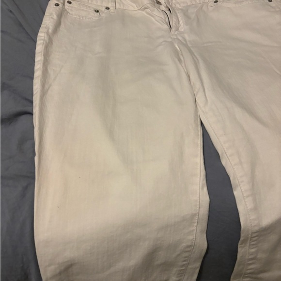 MICHAEL KORS White Denim Jeans Size 16 StraightLeg 5 Pockets Stretch Silver Logo - Picture 2 of 14